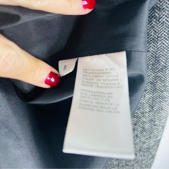 Doncaster black white wool herringbone preppy office academia blazer 8 - Picture 5 of 6